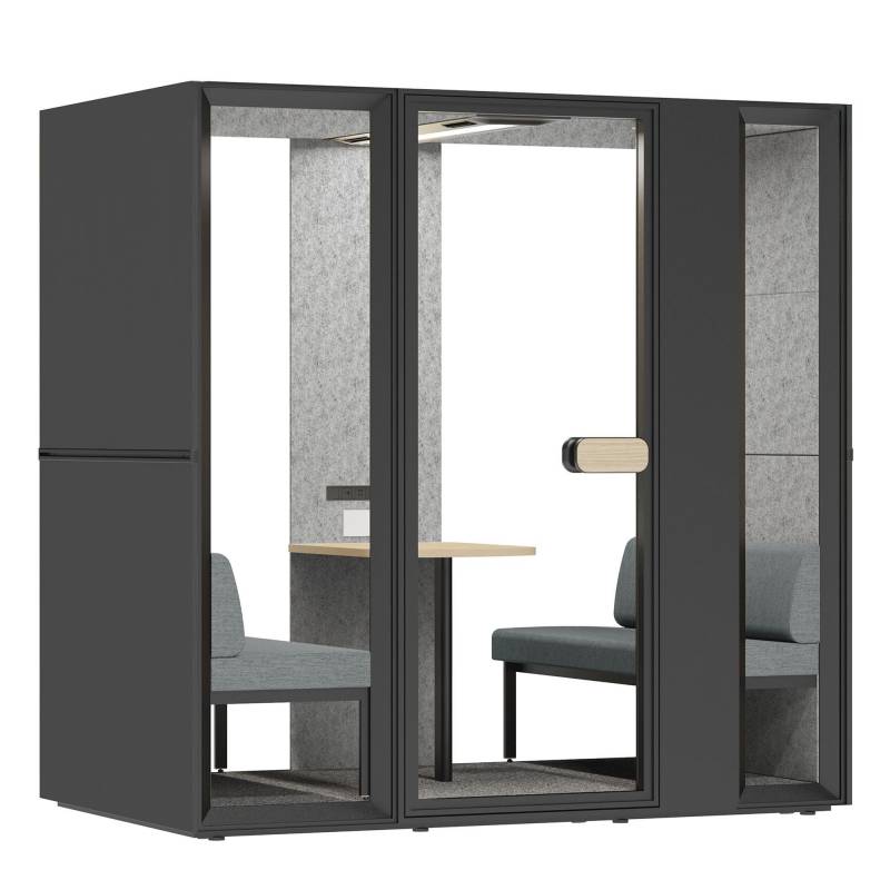 M&oslash;deboks ME3 venstrevendt med sofaer og bord sort