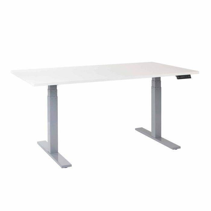 Office hæve sænkebord Corporate 80x160 cm, alu stel - Hvid