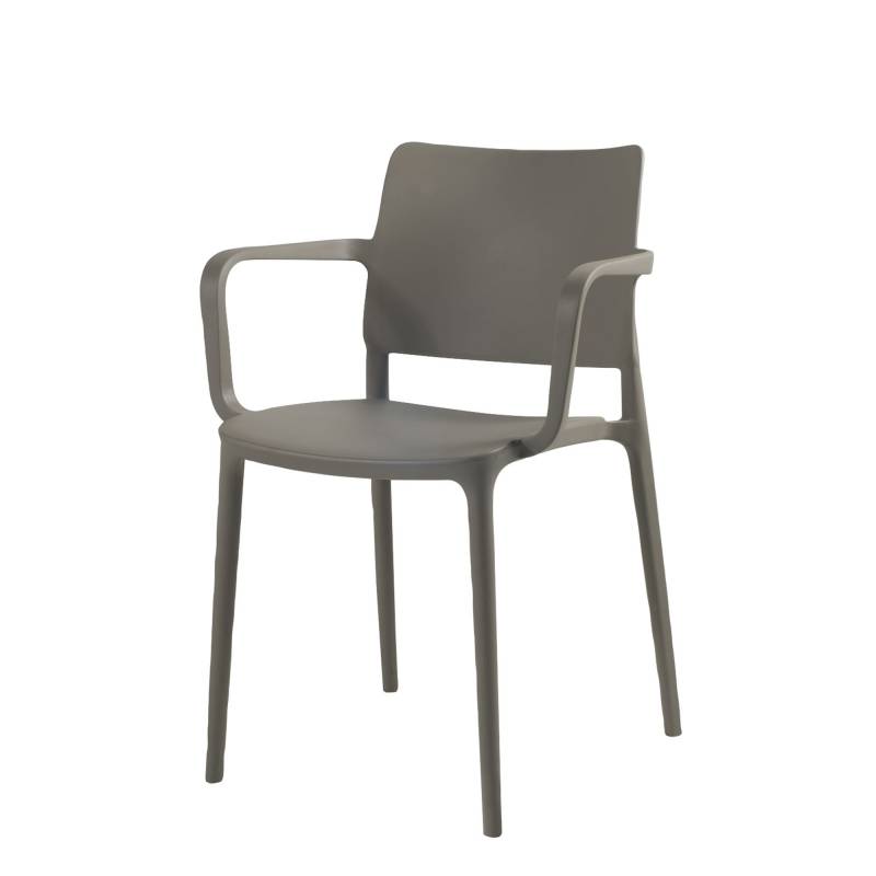 Salina Lux plast kantinestol med armlæn stabelbar taupe