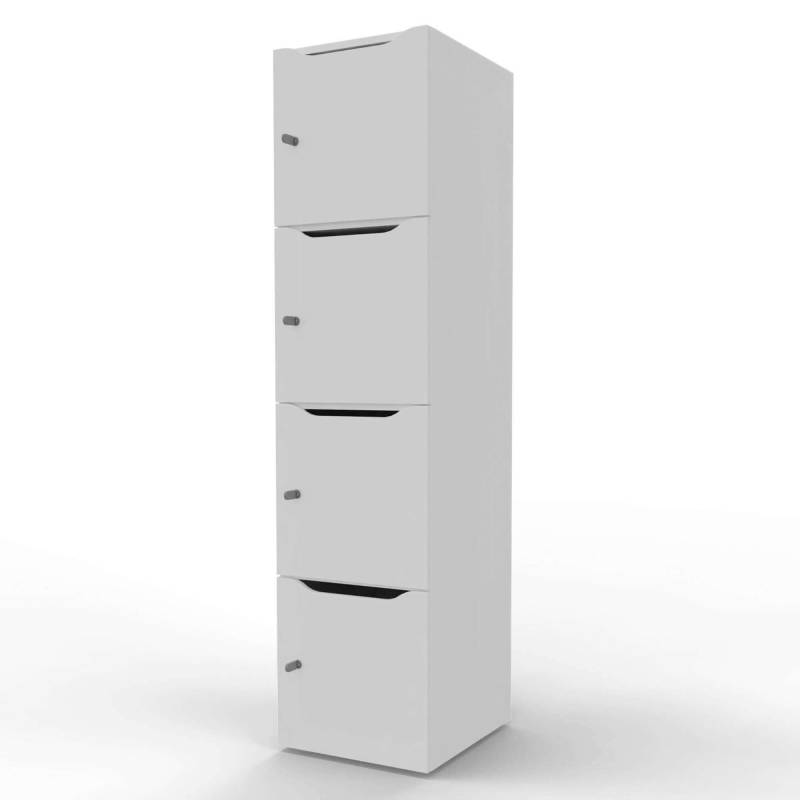 New Choice personaleskab med 4 rum og indkast h&oslash;jde 181,7cm hvid
