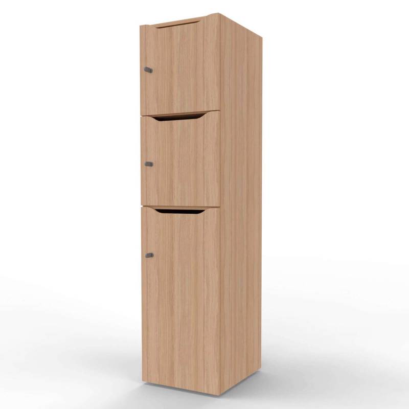 New Choice personaleskab med 3 rum og indkast h&oslash;jde 181,7cm eg