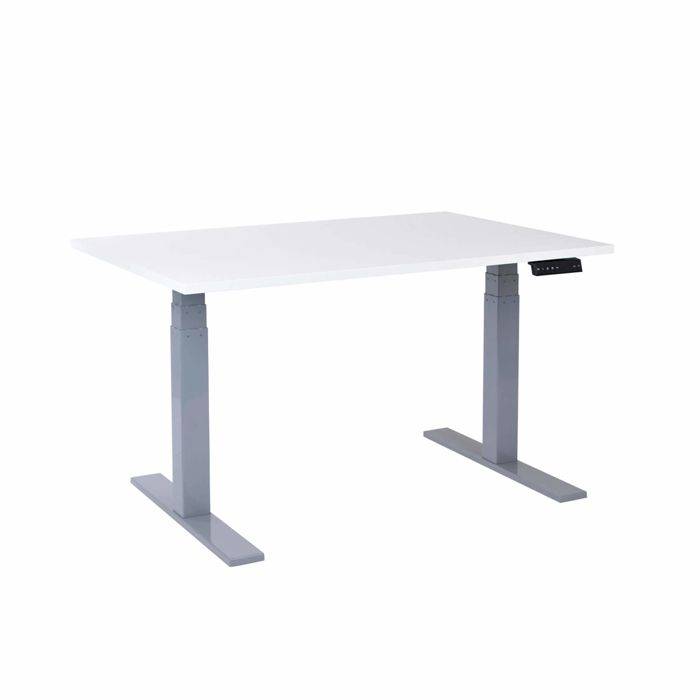 Office hæve sænkebord Corporate 80x140 cm, alu stel - Hvid