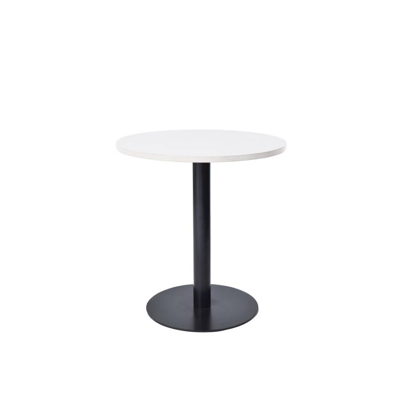 Rundt bord Van Doren Ø70 cm, sort stel, hvid decor bordplade