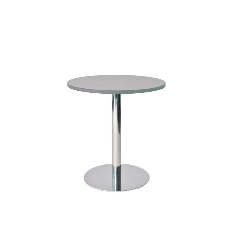 Rundt bord Van Doren Ø70 cm, blank stel, grå laminat bordplade