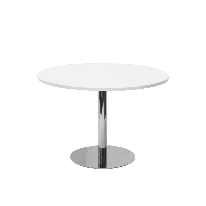 Rundt bord Van Doren Ø110 cm, blank stel, hvid bordplade