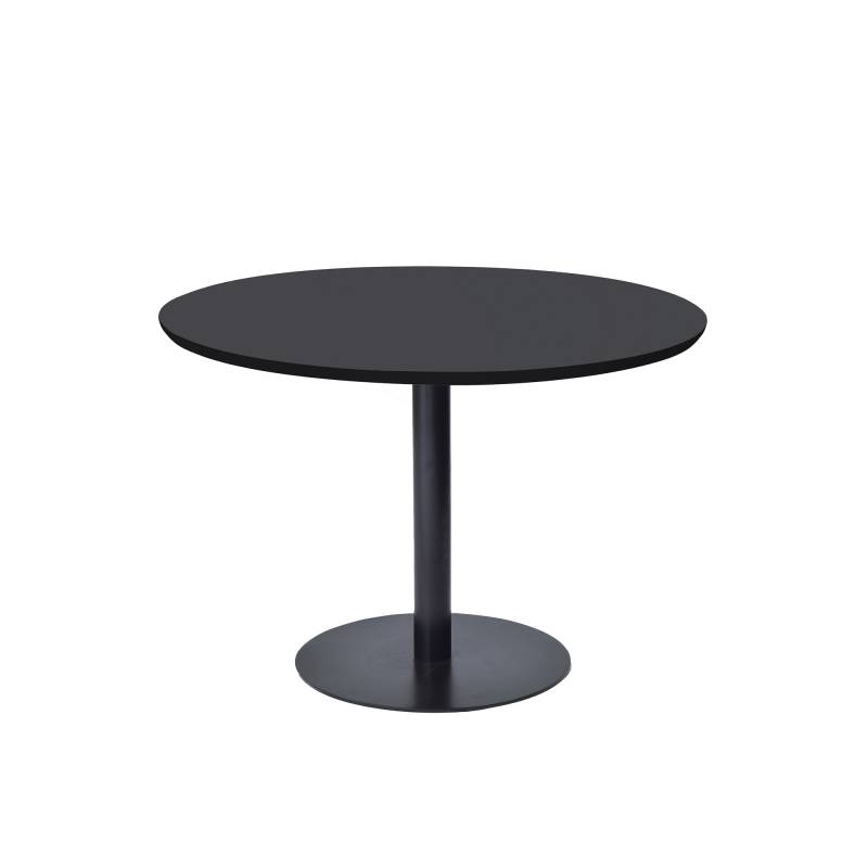Rundt bord Van Doren Ø110 cm, sort stel, sort linoleum bordplade