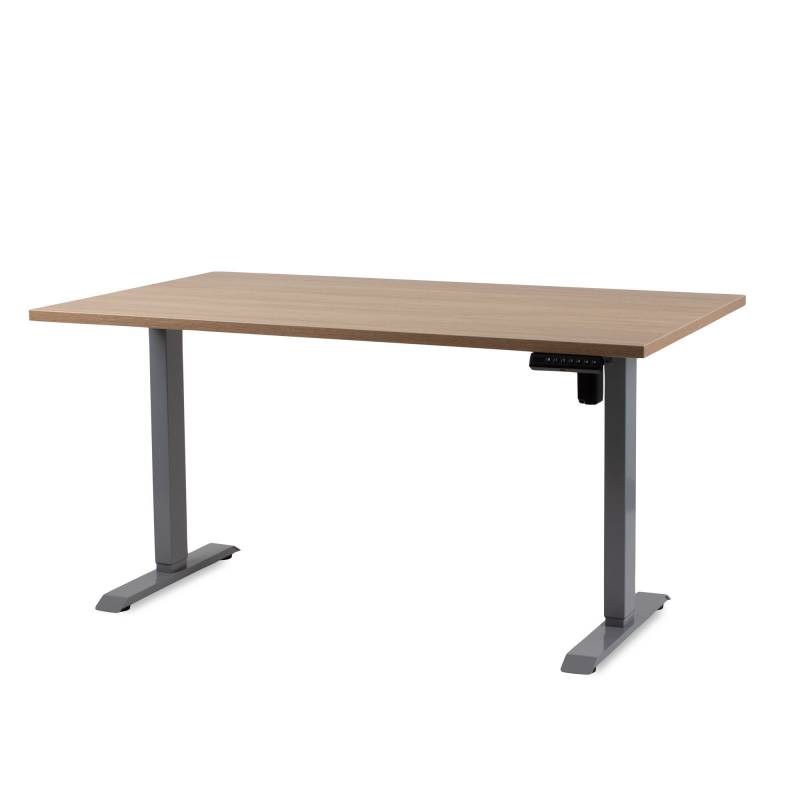 Office hæve sænkebord Operator II 80x160 cm, alu stel - Eg bordplade
