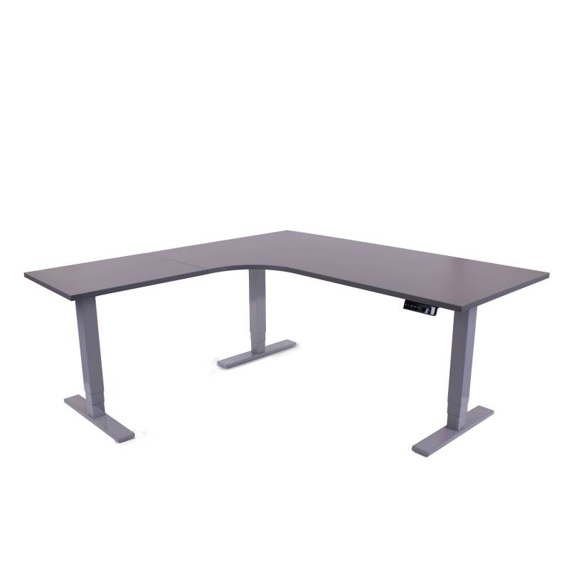 Office Hjørne hæve sænkebord Corporate 160x180 cm, alu stel, antracit bordplade