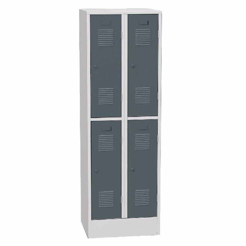 Omklædningsskab 2x2 rum med cyinderlås og grå døre