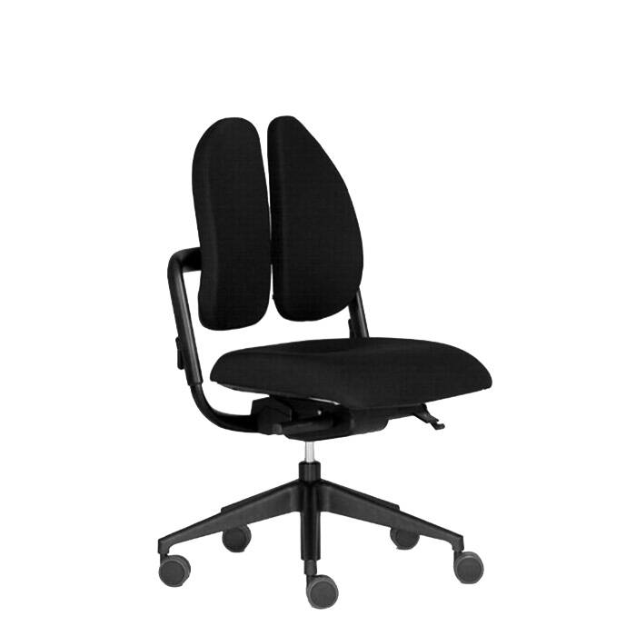 Kontorstol Duo-Back, med 2-delt ryg, sort