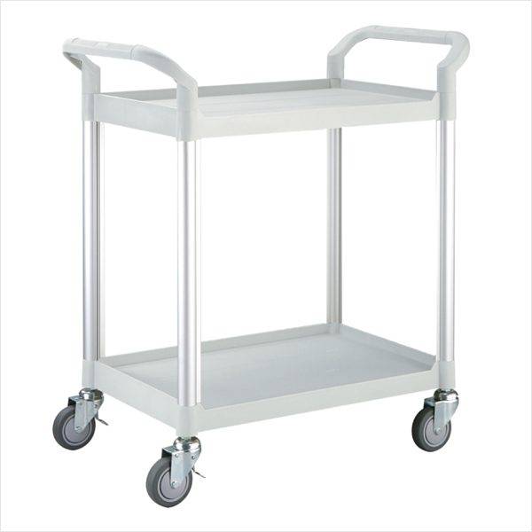 Rullebord i plast 2 hylder, 48x85x95h cm. - Lysegrå