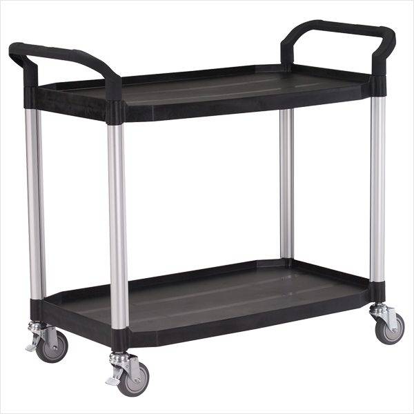 Rullebord i plast med 2 hylder, 52x110x95h cm. - Sort