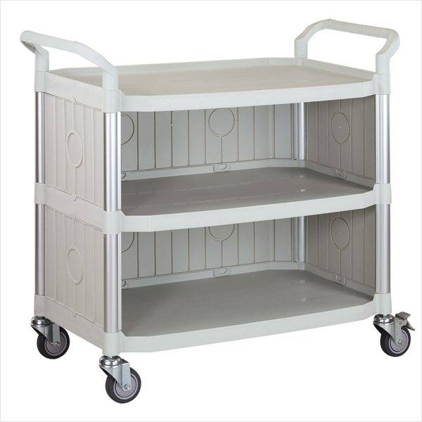 Rullebord i plast med 3 hylder. 52x110x102h cm. lysegrå