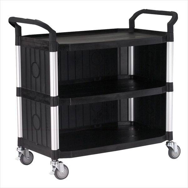 Rullebord i plast 3 hylder, 52x110x102h cm - Sort