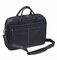 Pierre white line computertaske 15" i sort læder