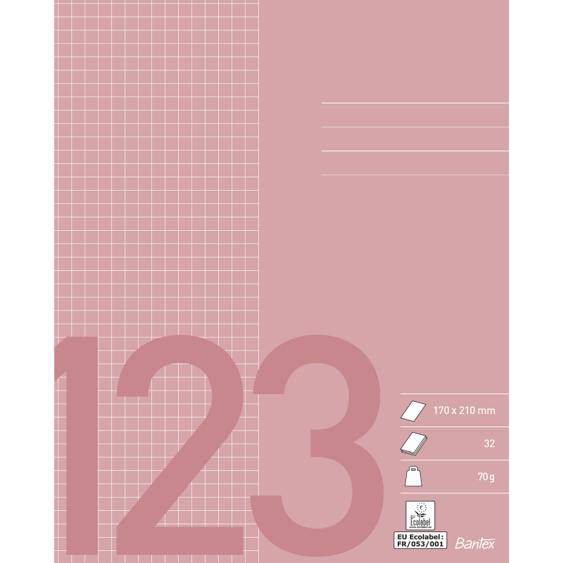 Bantex skoleh&aelig;fte 17x21cm 5X5mm kvadreret 70g rosa