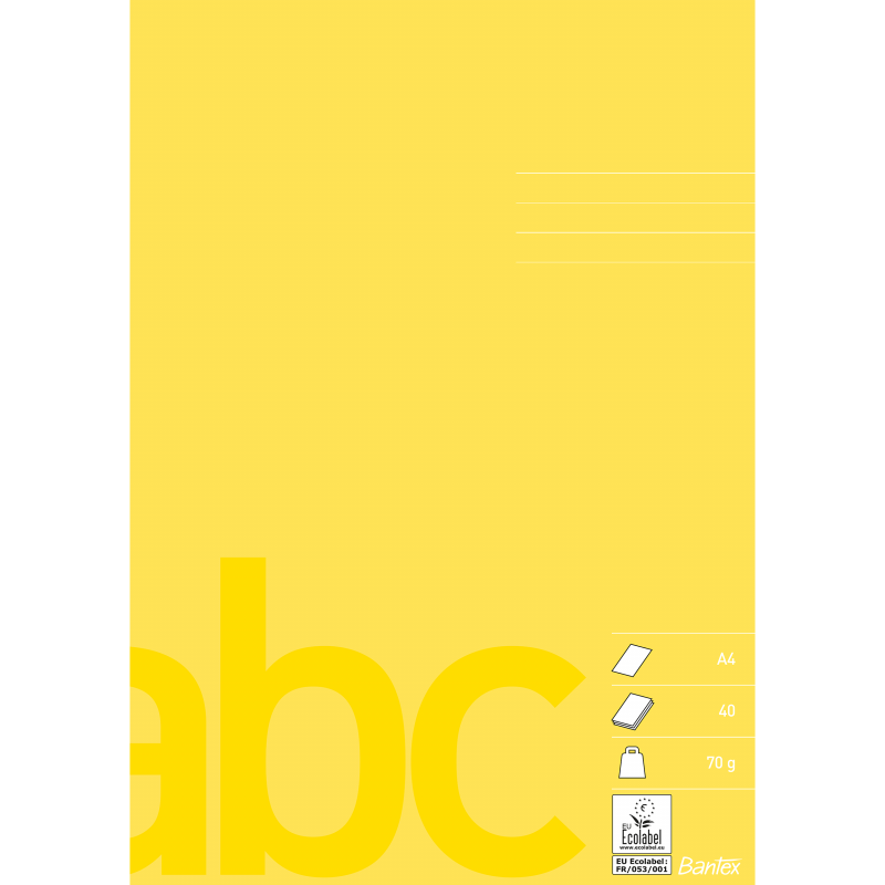 Bantex skoleh&aelig;fte A4 ulinijeret gul