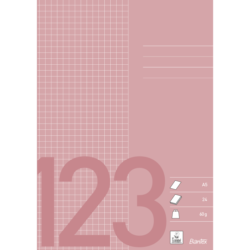 Bantex skoleh&aelig;fte A5 5x5mm kvadreret 60g rosa