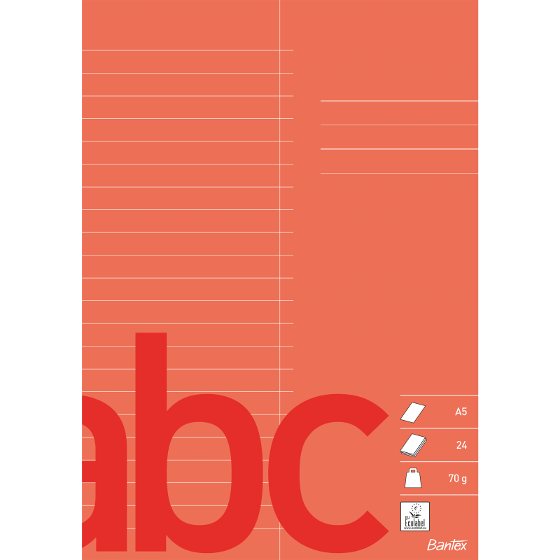 Bantex gloseh&aelig;fte A5 linjeret med midterlinje r&oslash;d