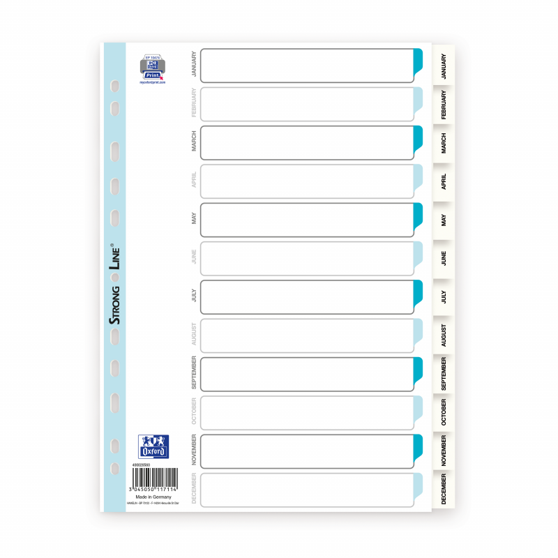 Elba Strong-Line register A4 hvid med sorte tal Jan-Dec