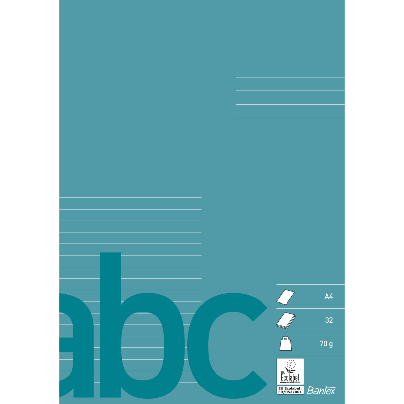 Bantex skoleh&aelig;fte A4 blank og linjeret 17 linjer 8,5mm petroleum