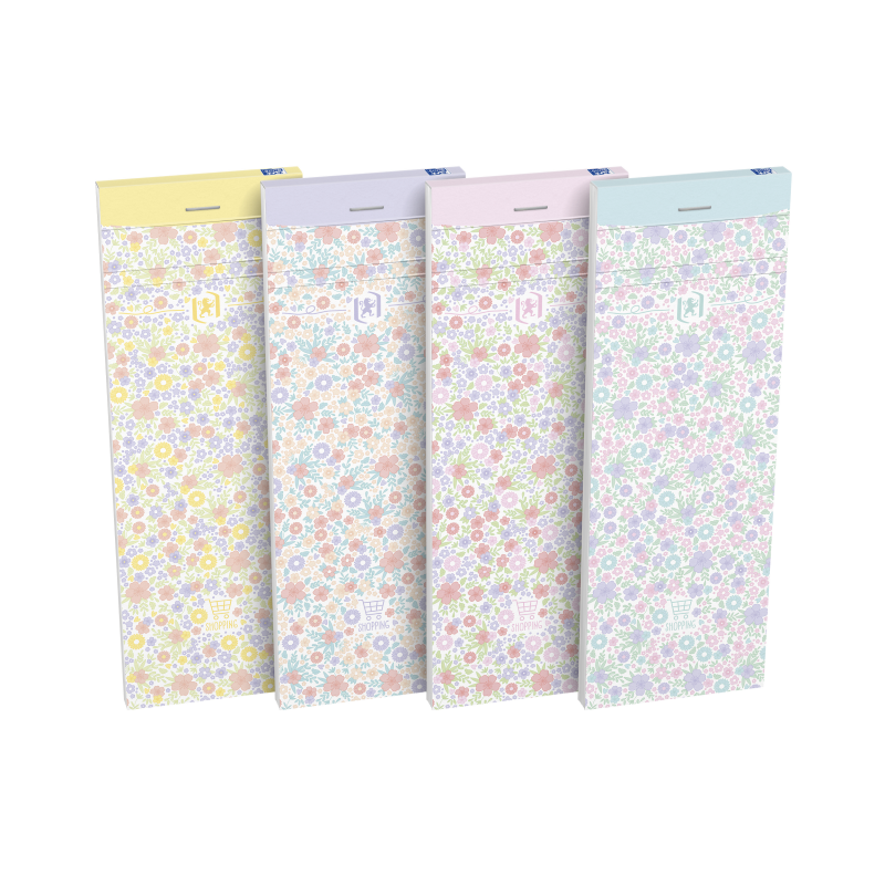 Oxford Floral shopping notesblokke 74x210mm linjeret 90g