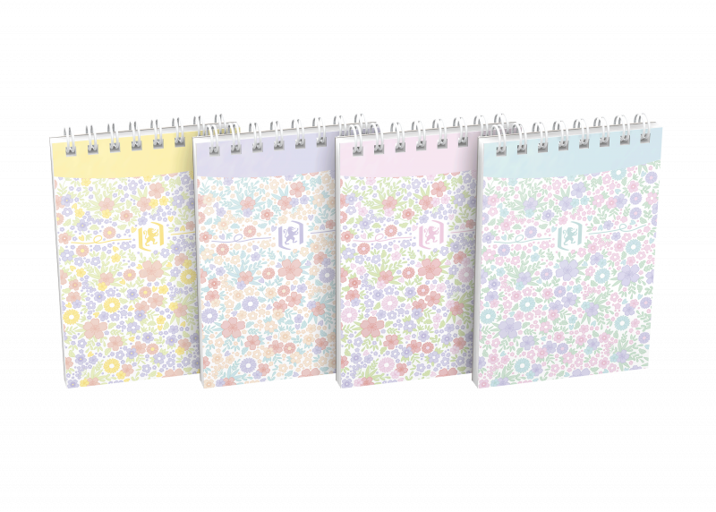 Oxford Floral A7 notesblok linjeret med bl&oslash;dt omslag og 140 sider