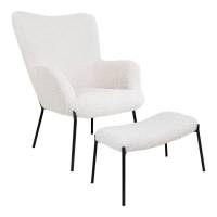 Glasgow loungestol og fodskammel 100% polyester hvid