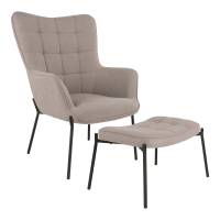 Glasgow loungestol og fodskammel 100% polyester stone