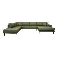 Lido U-Sofa 370x220cm h&oslash;jrevendt gr&oslash;n