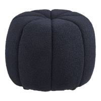 Paisley puf med Teddy stof &Oslash;48cm marinebl&aring;
