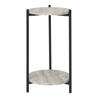 Leuven hj&oslash;rnebord &Oslash;27cm travertin look med sort stel