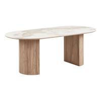 Athens spisebord 210x100cm med travertin keramik bordplade