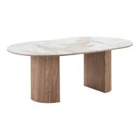 Athens spisebord 120-200x120cm med hvid keramik bordplade