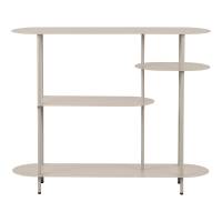 Rieti reol med 4 asymmetriske hylder i sandfarvet metal