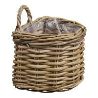 Keli blomsterkurv i flettet kubu rattan 37x23x27cm natur