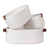 Jarana kurve med h&aring;ndtag i bomuld hvid, s&aelig;t med 3 st&oslash;rrelser