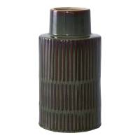 House Nordic vase i keramik cylinderformet &Oslash;16x30cm gr&oslash;n og brun