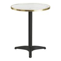 Caf&eacute;bord &Oslash;60cm med hvid marmorlook bordplade og sort stel