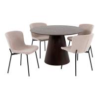 Bolton og Maceda spisebordss&aelig;t med 4 stole brun og beige