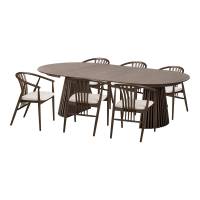Osaka spisebord 120-240x120cm med 6 Agustin stole smoked eg