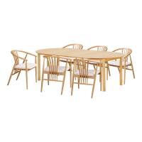 Bundaberg spisebordss&aelig;t &Oslash;120-220x120cm med 6 Agustin stole eg