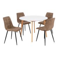 Vojens spisebord &Oslash;105cm og med 4 Middelfart stole