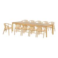 Bowen spisebord 220-270-320x100cm + 10 spisebordsstole i eg