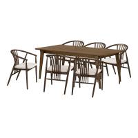 Darwin spisebord 240-290-340x100cm egefiner med 6 spisebordsstol