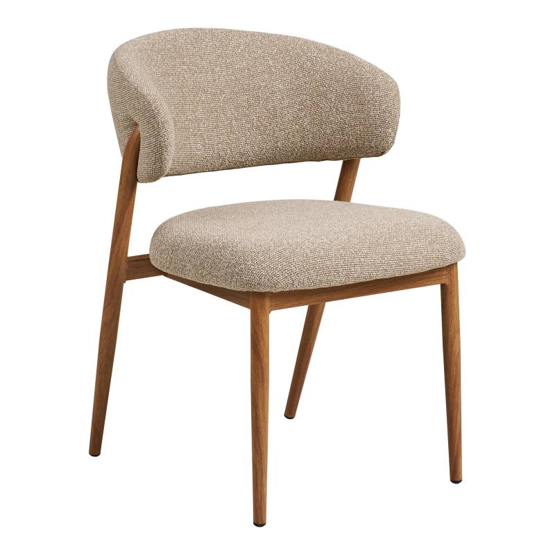 Cavi spisebordsstol med tr&aelig;look ben og polyester stof beige