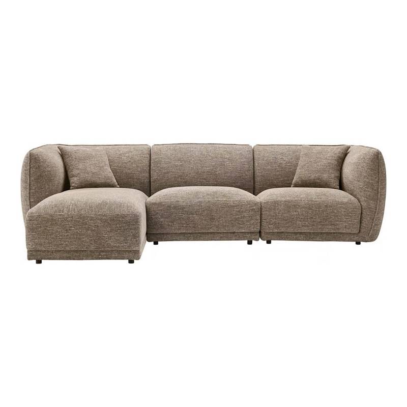 Noor loungesofa venstrevendt 100% polyester brun