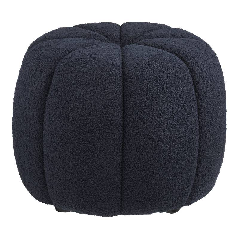 Paisley puf med Teddy stof &Oslash;48cm marinebl&aring;