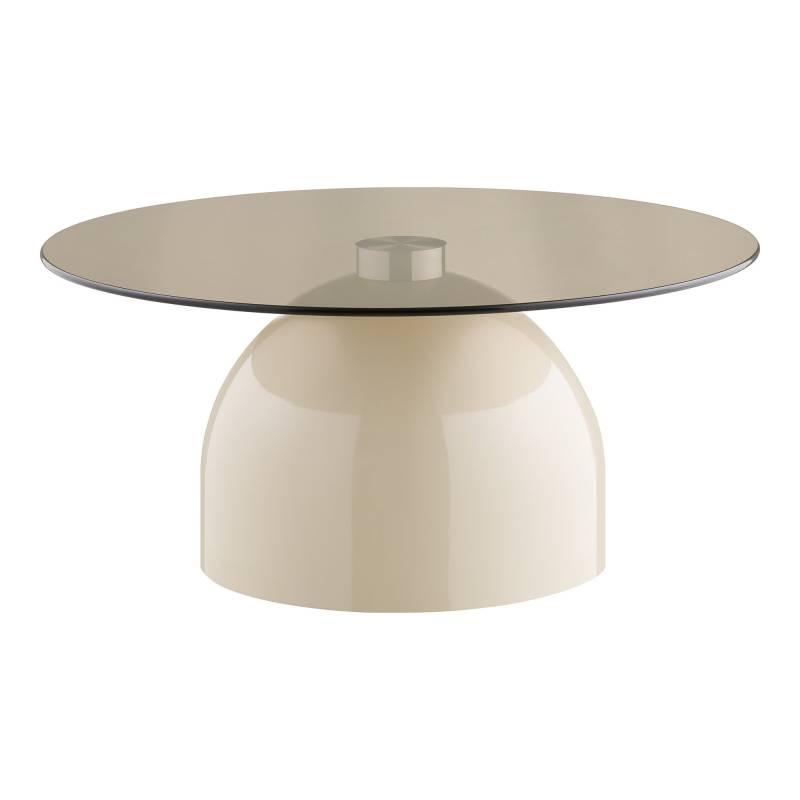 Ravello sofabord &Oslash;70cm med h&aelig;rdet glas og beige metal