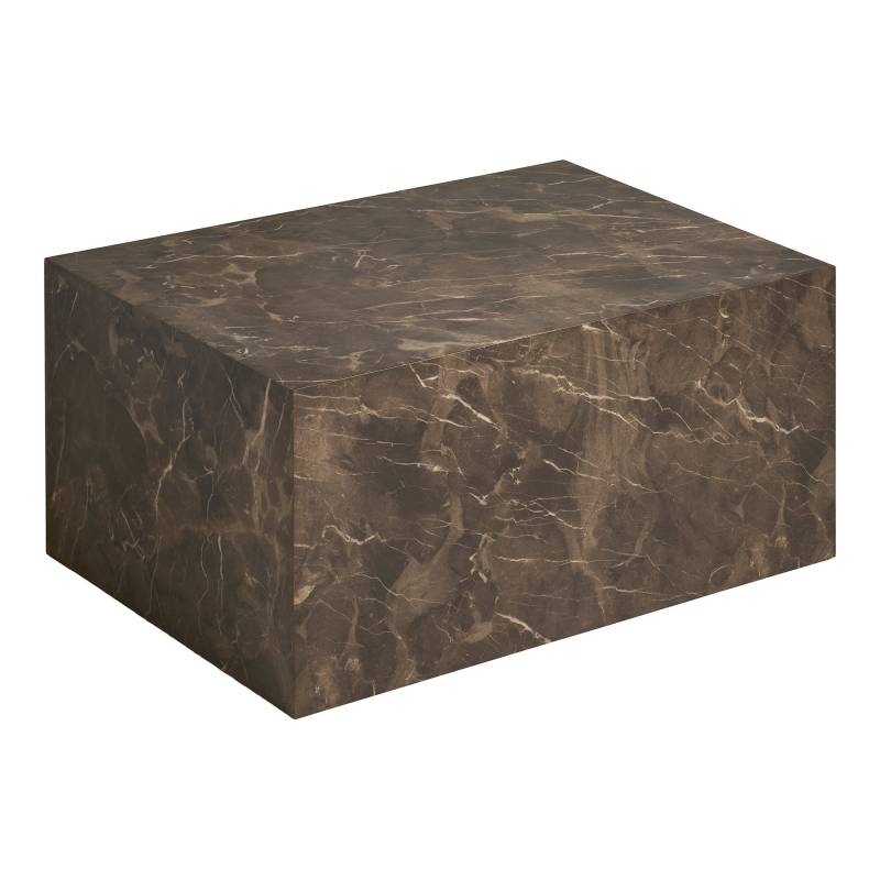 Prague sofabord 80x60cm i brun decorpapir med marmor look